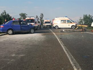Accident grav între două autoturisme care se deplasau pe DN 2, la ieșire din Urziceni. FOTO IPJ Ialomița