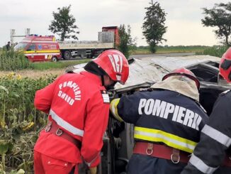 Accident rutier pe DN 2, la intrare în Coșereni. FOTO ISU Ialomița