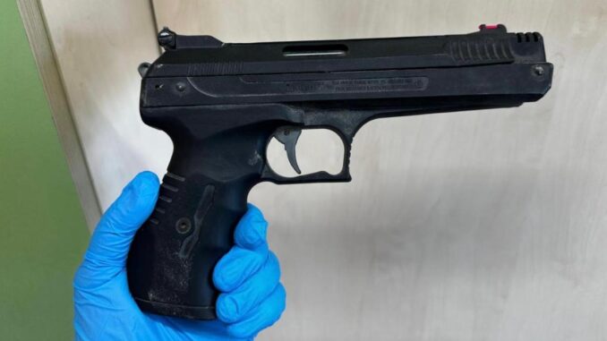 Pistol găsit la percheizții. FOTO Poliția Română
